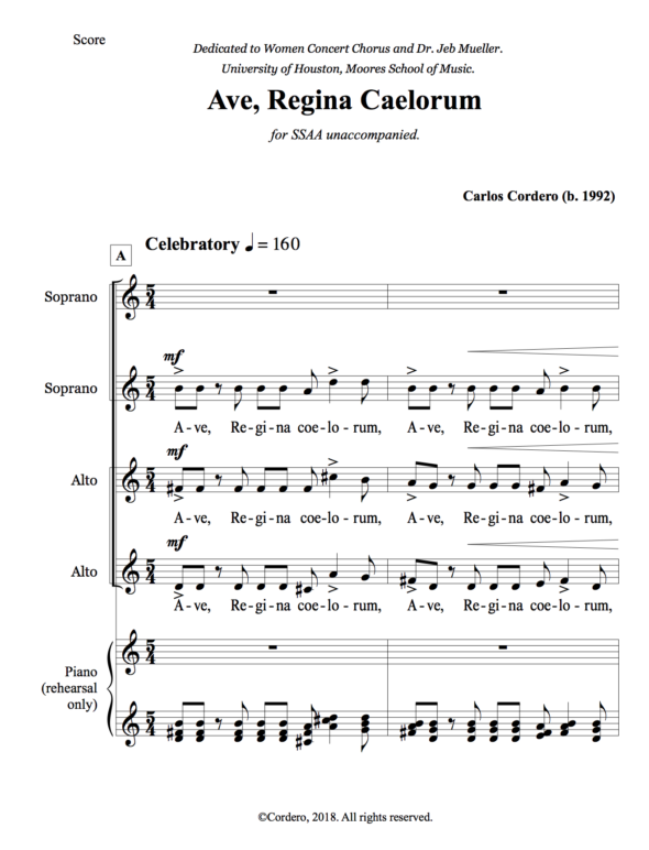 Ave, Regina Caelorum - Carlos Cordero